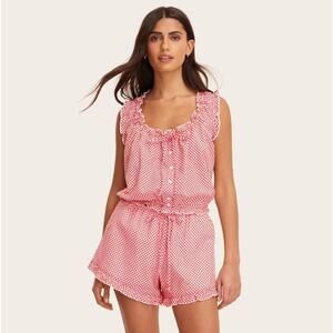 Parke x Target Women's Shell Tank Top & Shorts Set - Red Gingham Check XXL